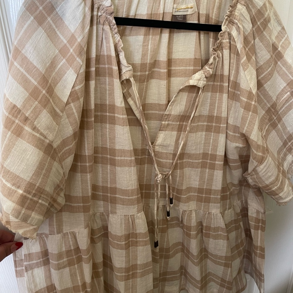 Anthropologie Plaid Blouse